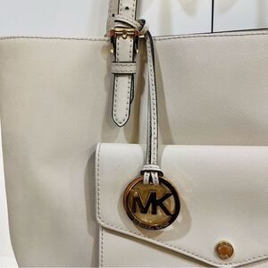 Michael Kors Ivory Tote with Gold Accents